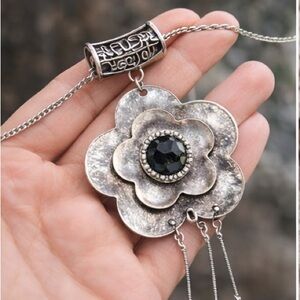 Boho Floral Statement Pendant ✨ Artisan Slider Bail Necklace
